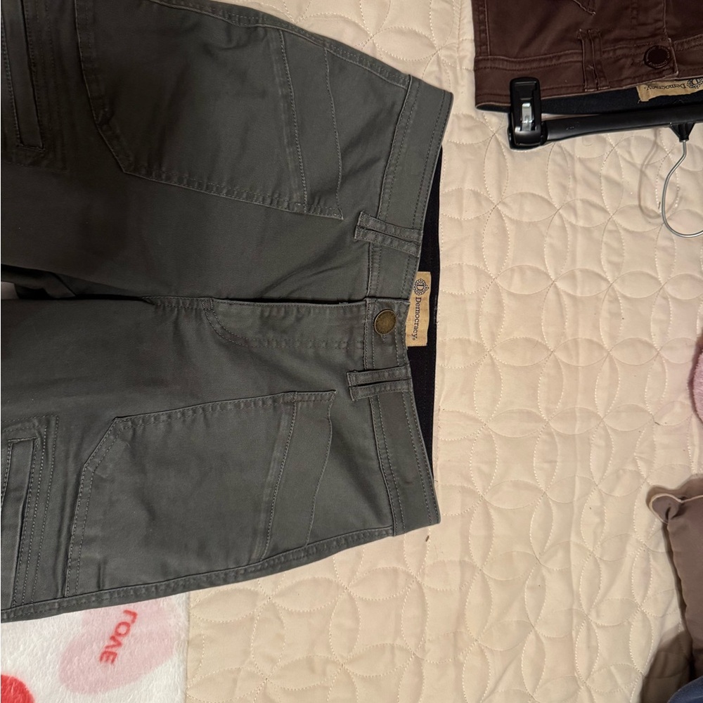 Democracy Army Green Cargo Pants with Adjustable Tabs for Length
